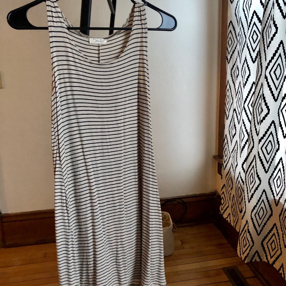 Black/cream striped beach dress